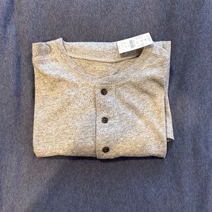 J. Crew Long Sleeve Washed Heather Gray Henley - Size Medium